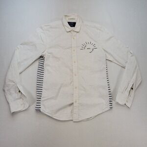 Scotch & Soda Shirt Mens Medium White Blue Regular Fit Button Up Long Sleeve